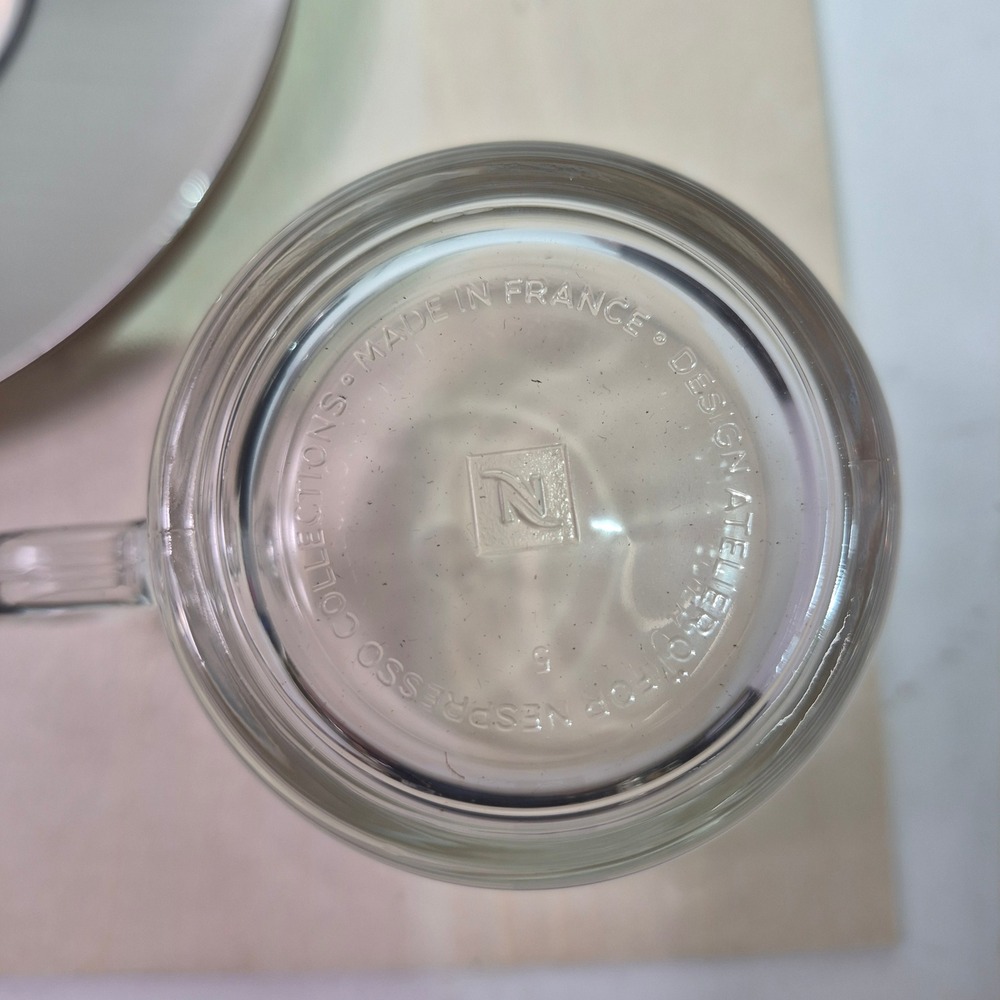 Nespresso View Collection Cappuccino Set 2 Glass Cups 2 Stainless Steel Saucers - Picture 6 of 8